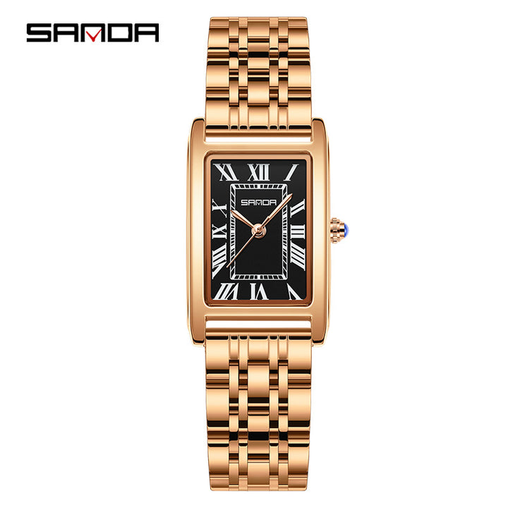 Unisex Square Quartz Watch Roman Dial 30M Daily Styling