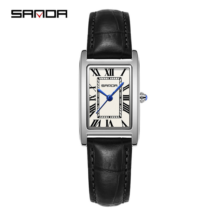 Unisex Square Quartz Watch Roman Dial 30M Daily Styling