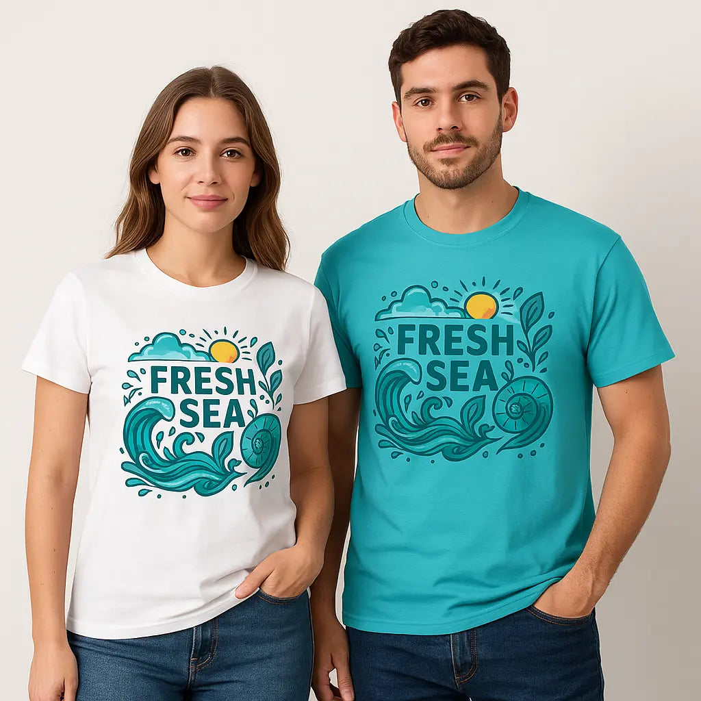 Ocean Vibes tee worn at beach sunset for men

