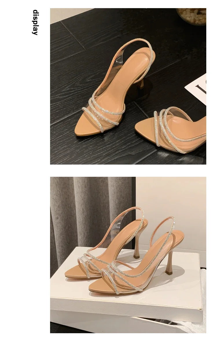 Outsole view – anti-slip rubber sole on transparent pumps