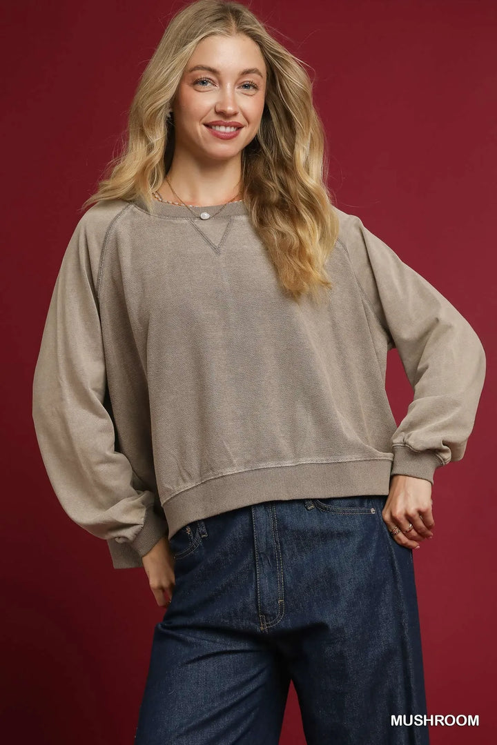 Oversized Umgee French Terry Sweatshirt – Soft &amp; Stylish