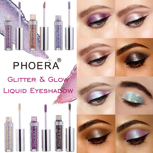 PHOERA Glitter & Glow Eyeshadow – Rich Metallic Shine in 12 Vibrant Shades

