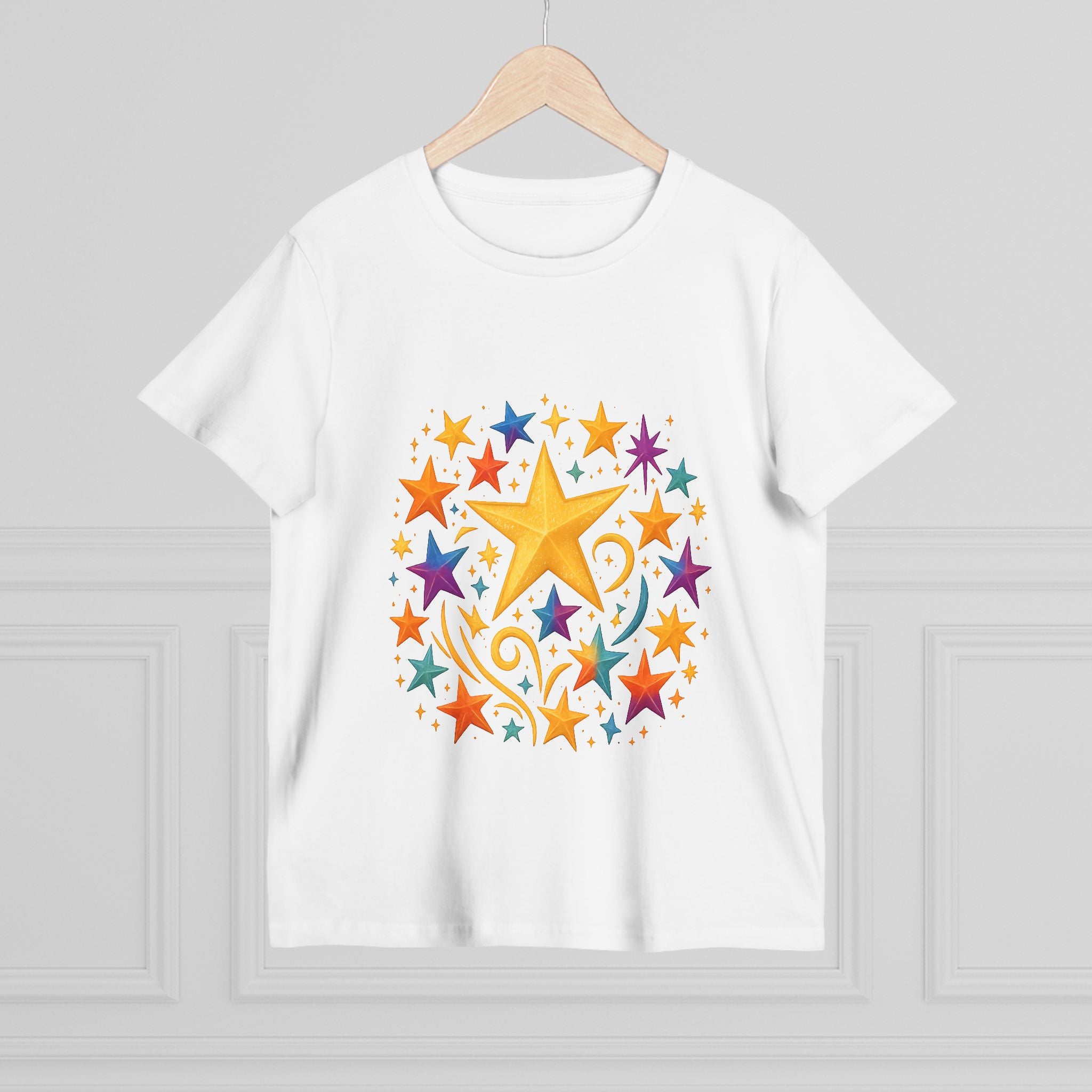 Packaged cotton star shirt ready for festive gift giving

