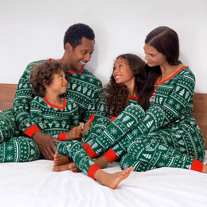 Parent-Child Bond in Christmas Family Matching Pajamas Green Edition