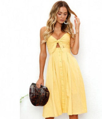 Party-ready summer dress – sleeveless, backless, figure-flattering