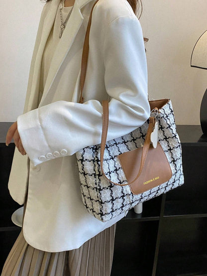 Plaid Shoulder Bag – Side profile showing slim silhouette