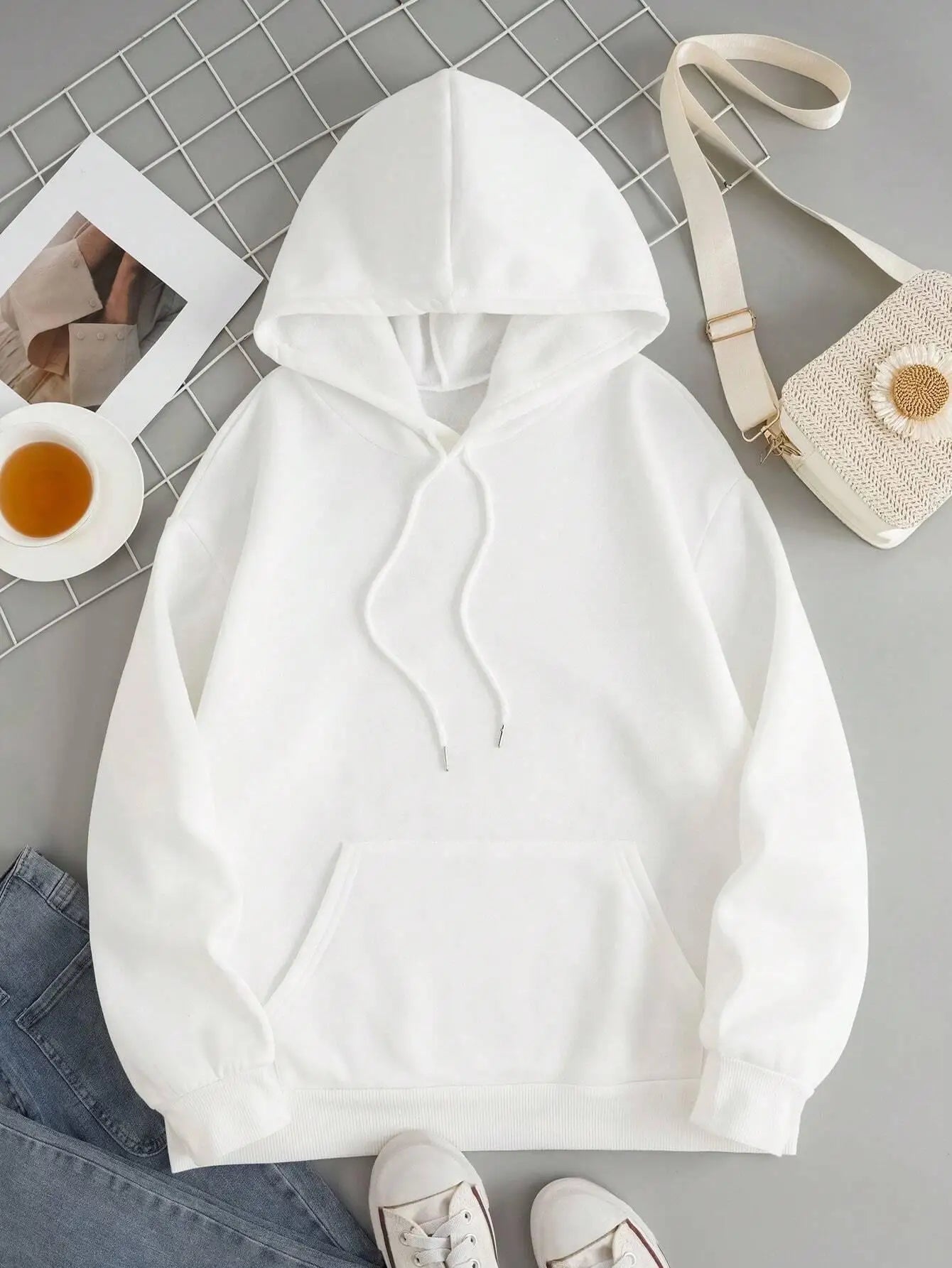 Plus Size Not in the Mood Hoodie – Back view, relaxed drape