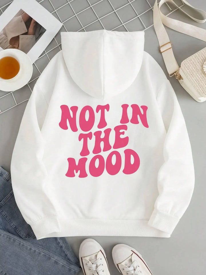 Plus Size Not in the Mood Hoodie – Front view, cozy autumn layer