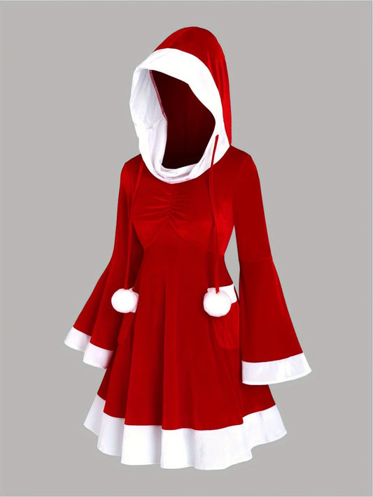 Plus Size Santa Claus Dress – Cozy hood detail and trim