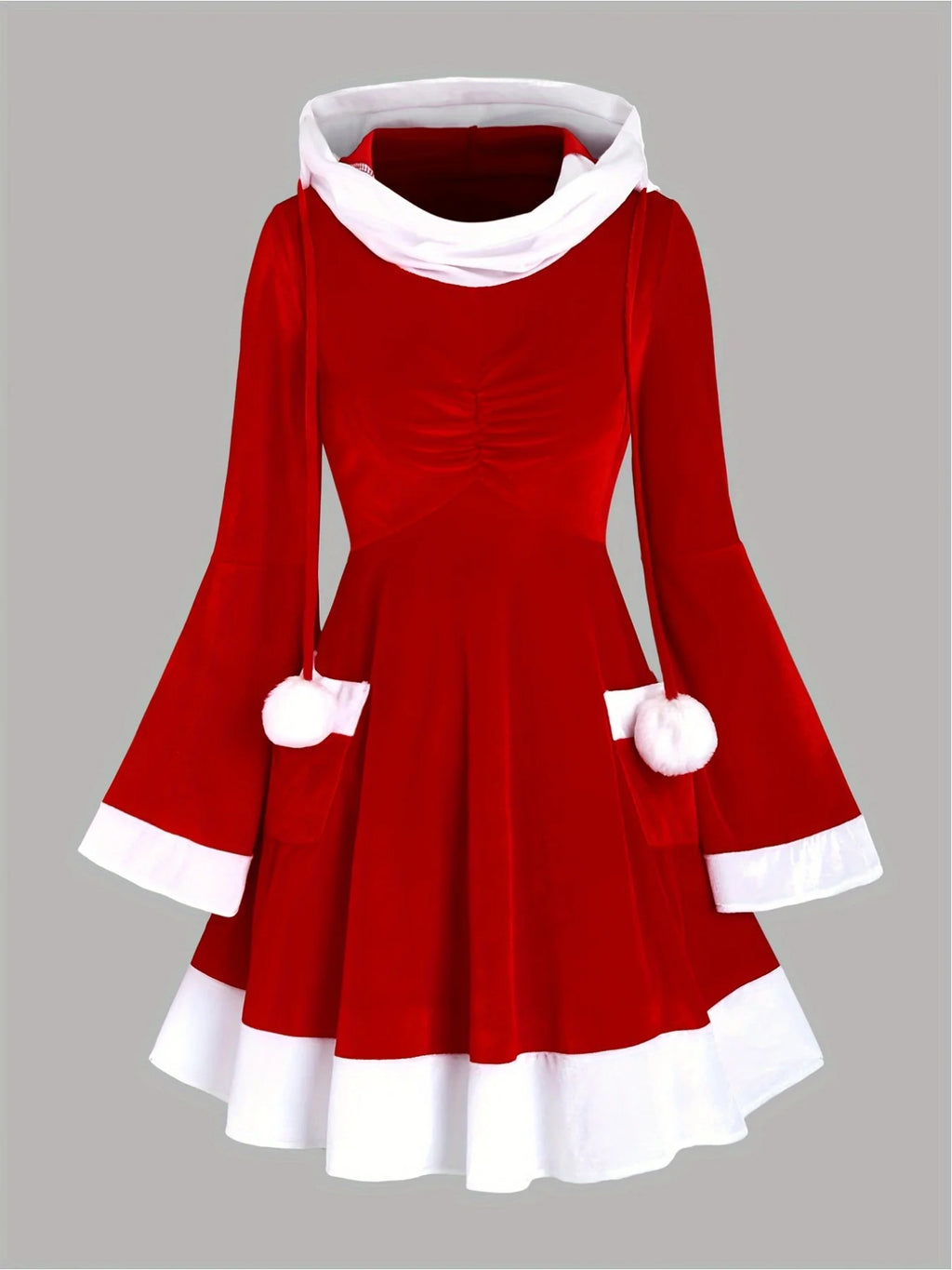 Plus Size Santa Claus Dress – High-stretch knit fabric close-up