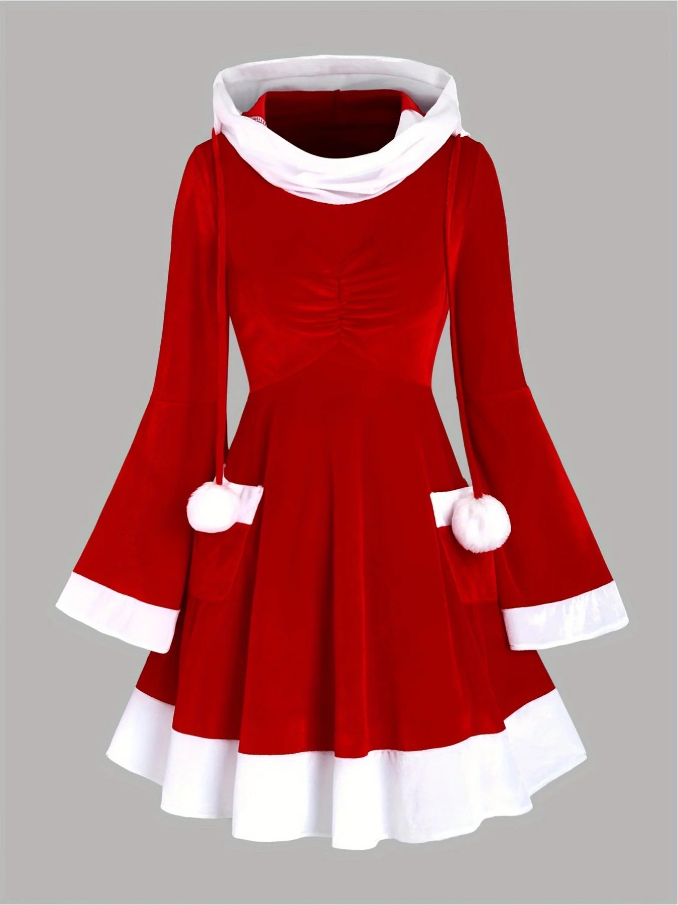 Plus Size Santa Claus Dress – High-stretch knit fabric close-up