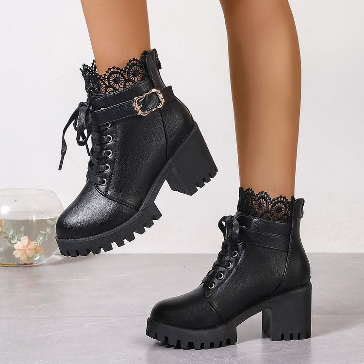 Plus Size Short Boots – Chic Hollow-Out Detail, Trend Ready