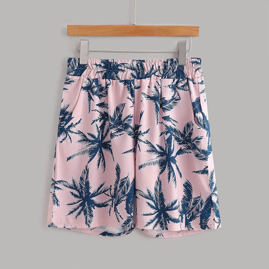 Casual breathable beachwear set for men with short sleeves

