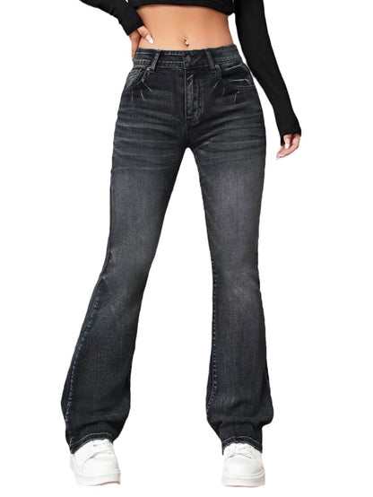 Pockets detail – Denim High Waist Bootcut Jeans practical 5-pocket design