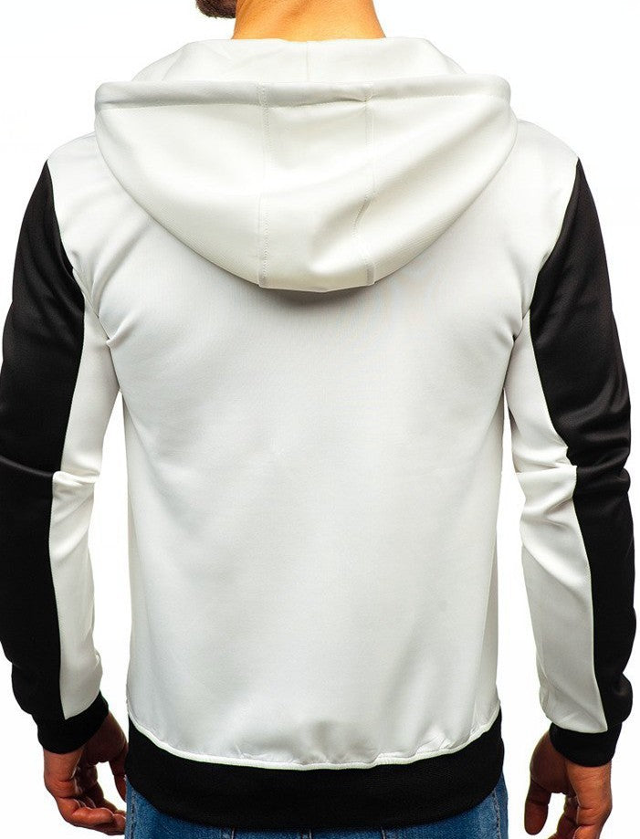 Soft cotton blend men’s cardigan hoodie on white background

