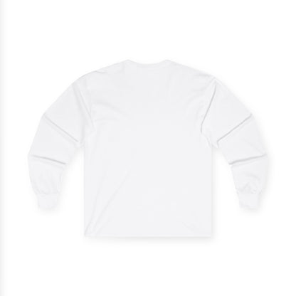 White long sleeve unisex cotton tee back view
