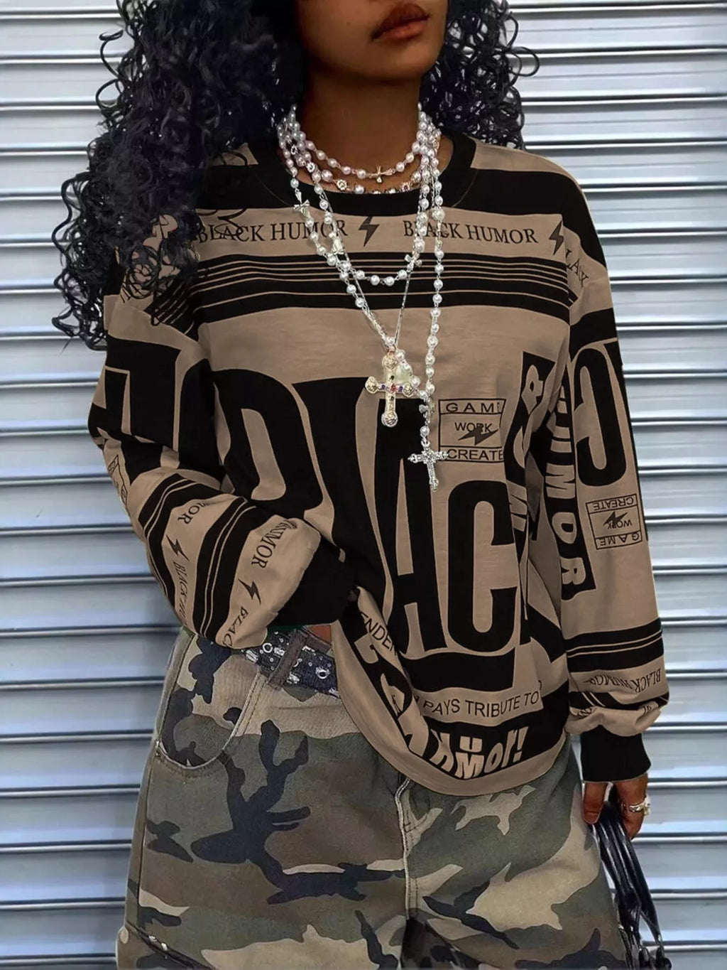 Printed Drop Shoulder Long Sleeve Women’s T-Shirt – Crewneck, S–2XL Inclusive