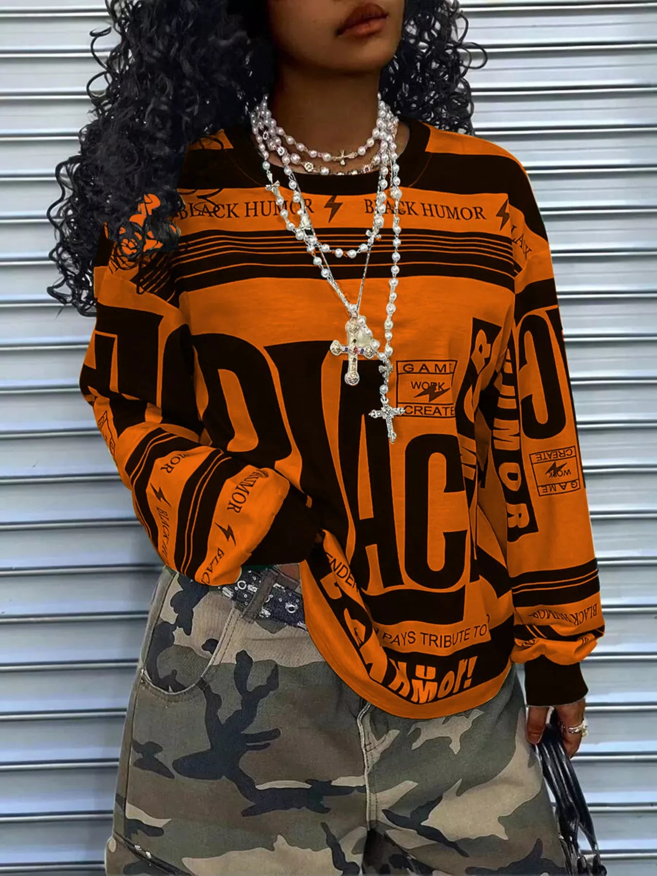 Printed Drop Shoulder Long Sleeve Women’s T-Shirt – Machine Washable Essential