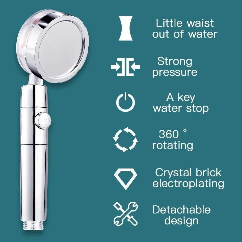 Propeller Driven Shower Head – Handheld and Fixed Bracket Use