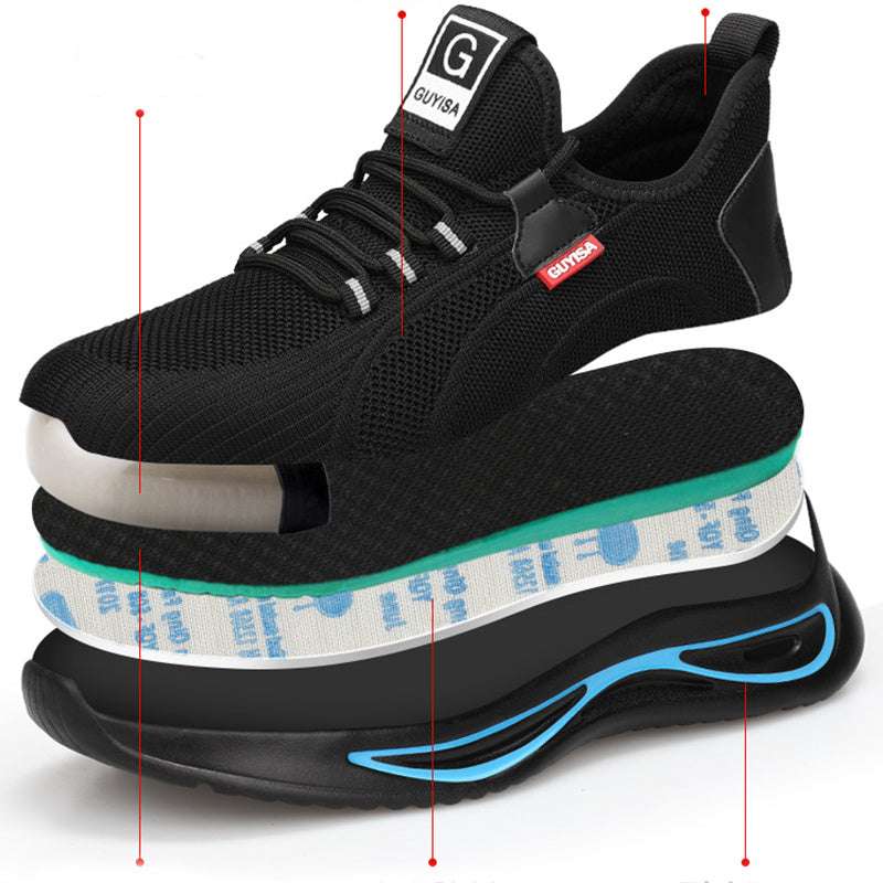 Breathable safety sneakers with durable PU outsole


