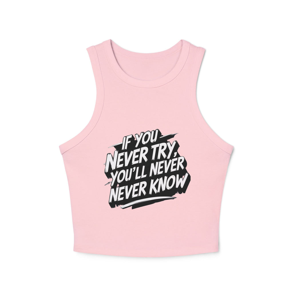 Racer tank for women folded neatly on white background

