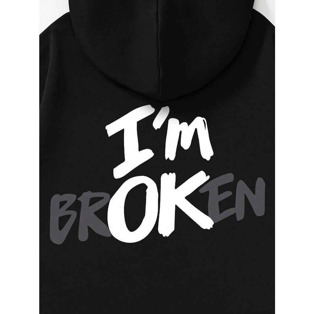 I'm OK" 3D Hoodie – Bold Black Streetwear Style