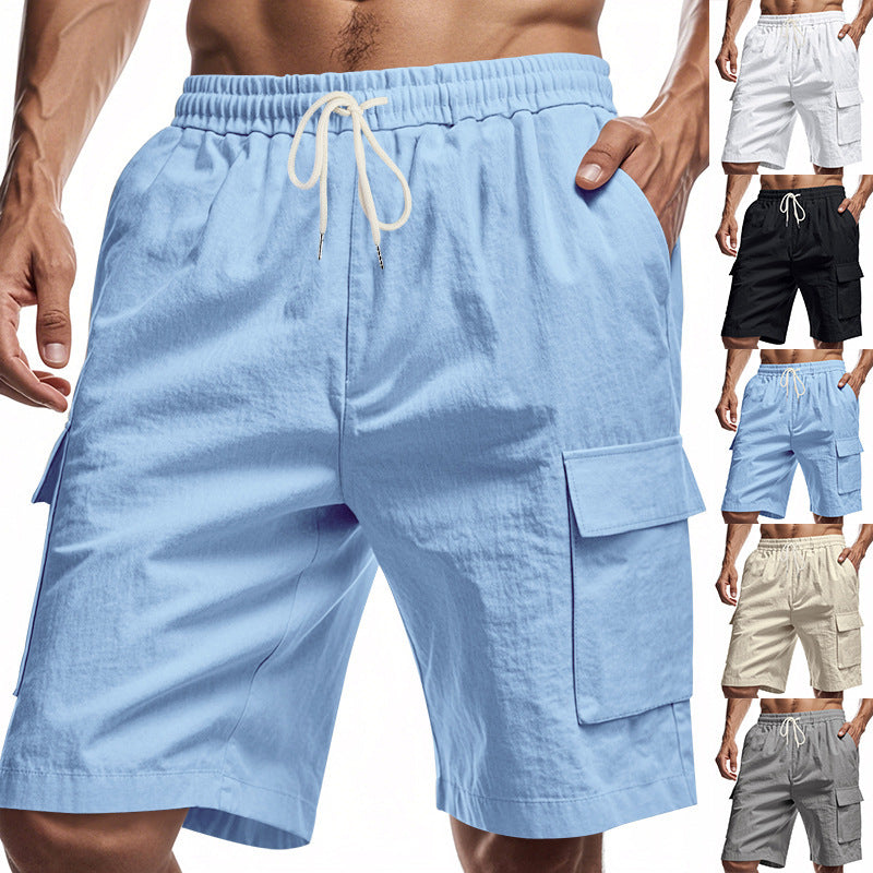Relaxed Fit Linen Drawstring Shorts for Warm Weather Days


