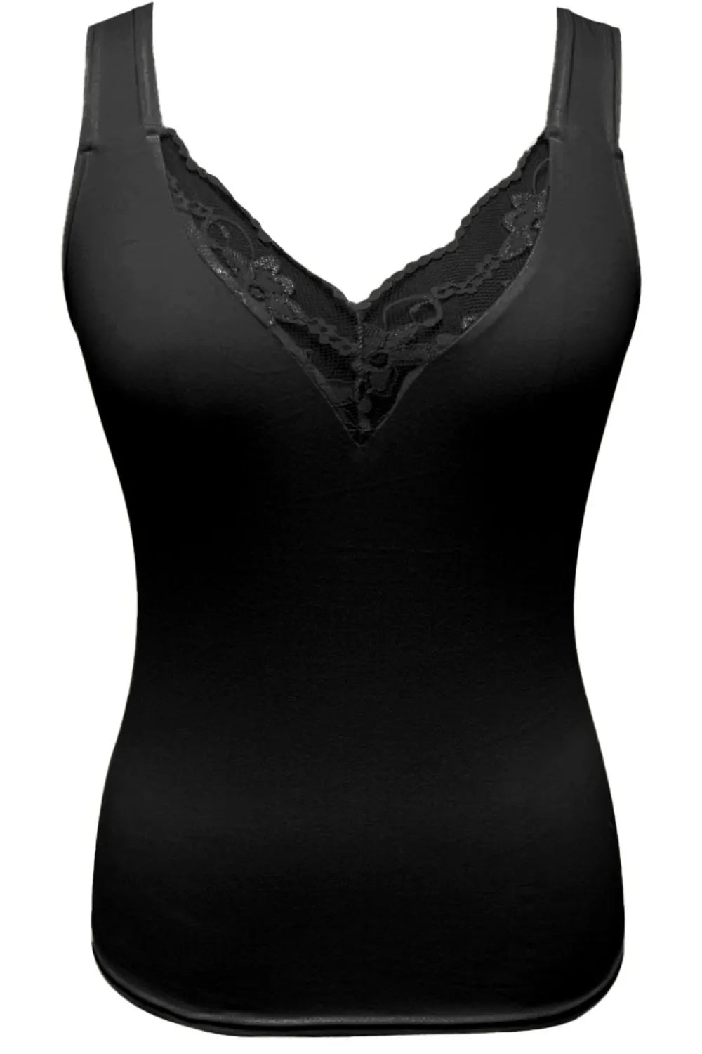 Relaxed plus size outfit featuring lace V-neck tank

