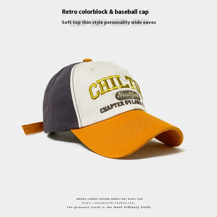 Retro Color Matching Baseball Cap – casual streetwear with sun protection