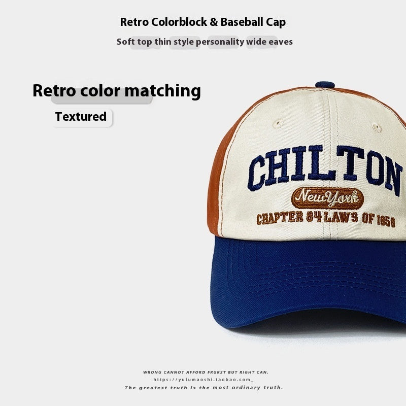 Retro Color Matching Baseball Cap – textured finish, curved brim, unisex fit
