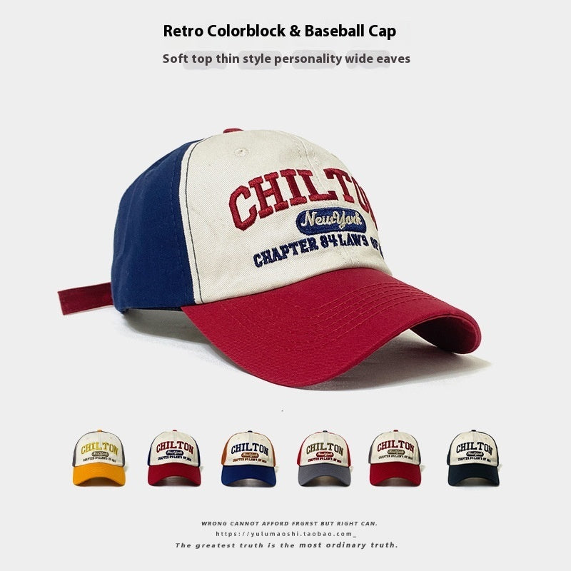 Retro Color Matching Baseball Cap – vintage color-block panels for everyday style