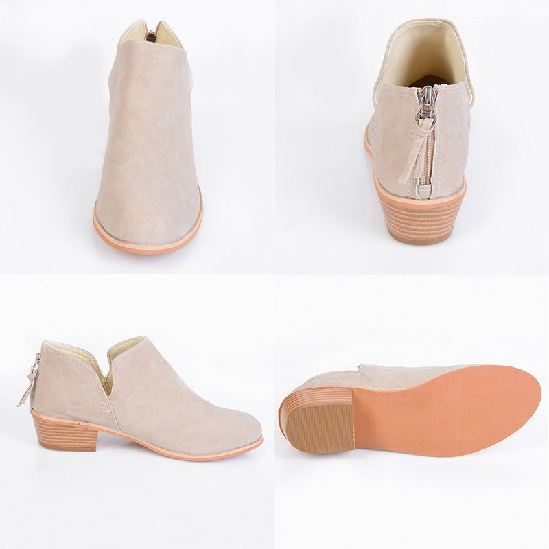 Retro High Heel Ankle Boots – side zip, sleek silhouette