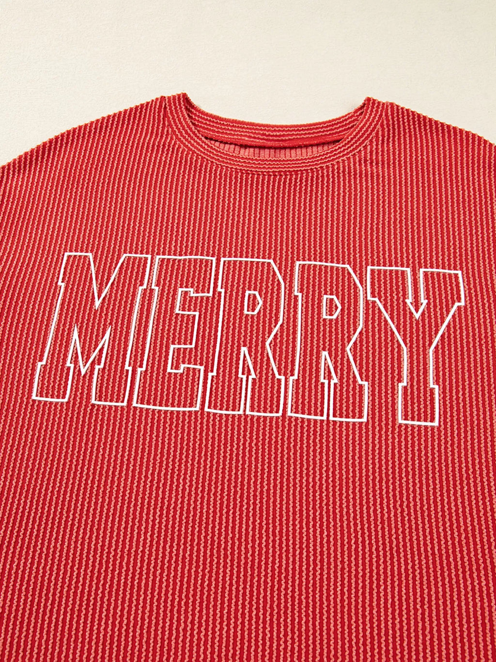 Ribbed Christmas top flat lay – machine washable convenience