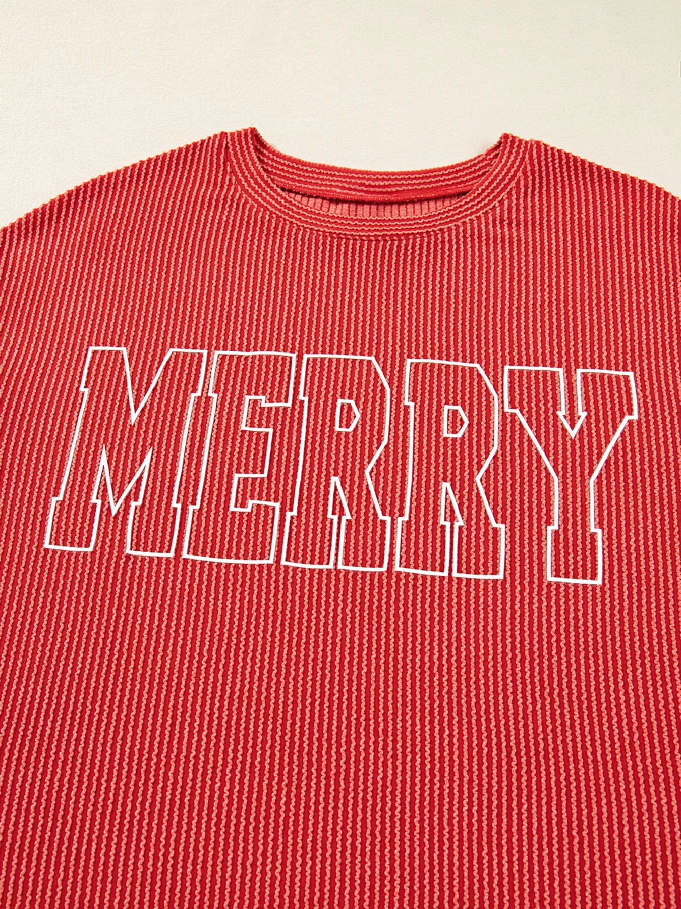 Ribbed Christmas top flat lay – machine washable convenience