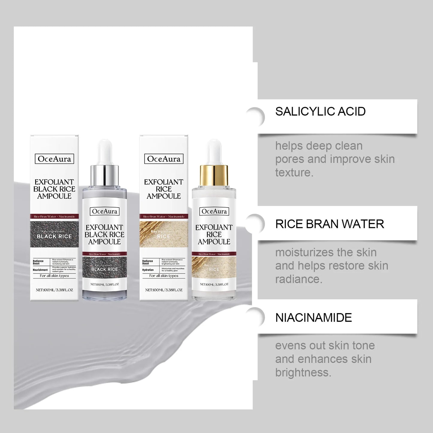 Rice Exfoliating Serum with black rice for glow and smooth feel