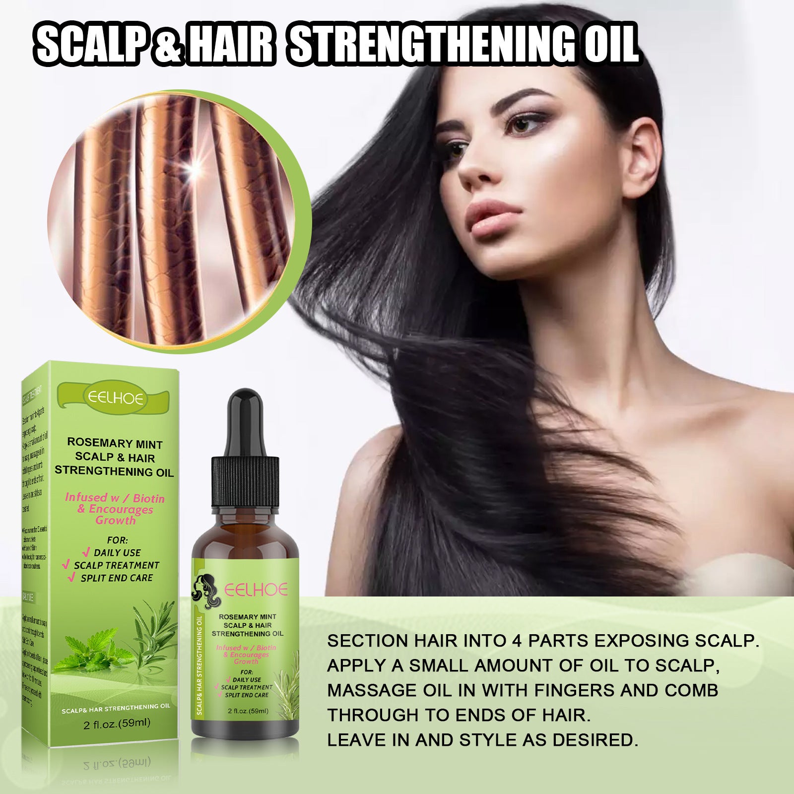 Rosemary Mint Hair Growth Oil for natural scalp massage and regrowth