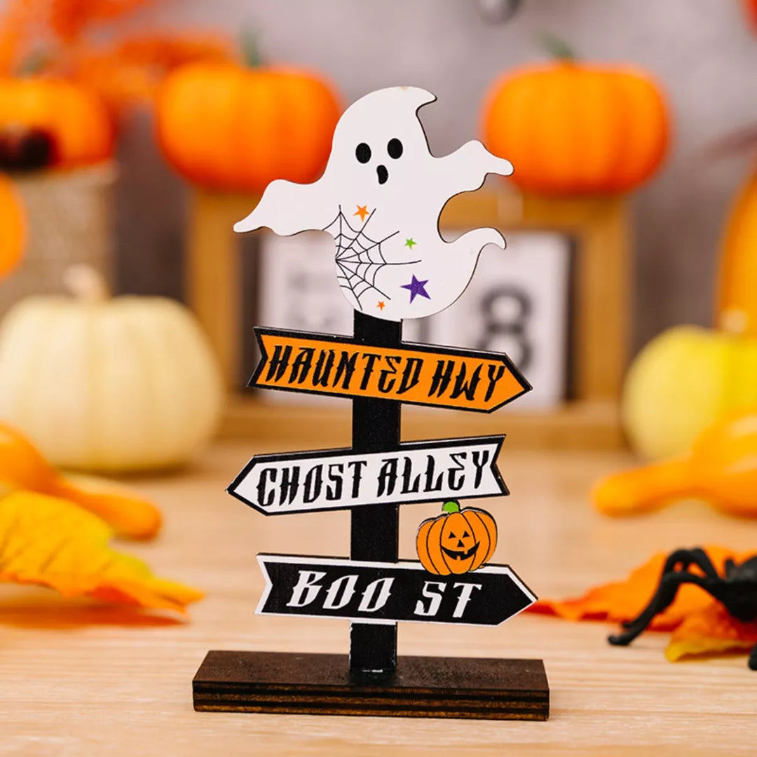 Rustic Halloween Wooden Signpost Ornaments – Tabletop Accent