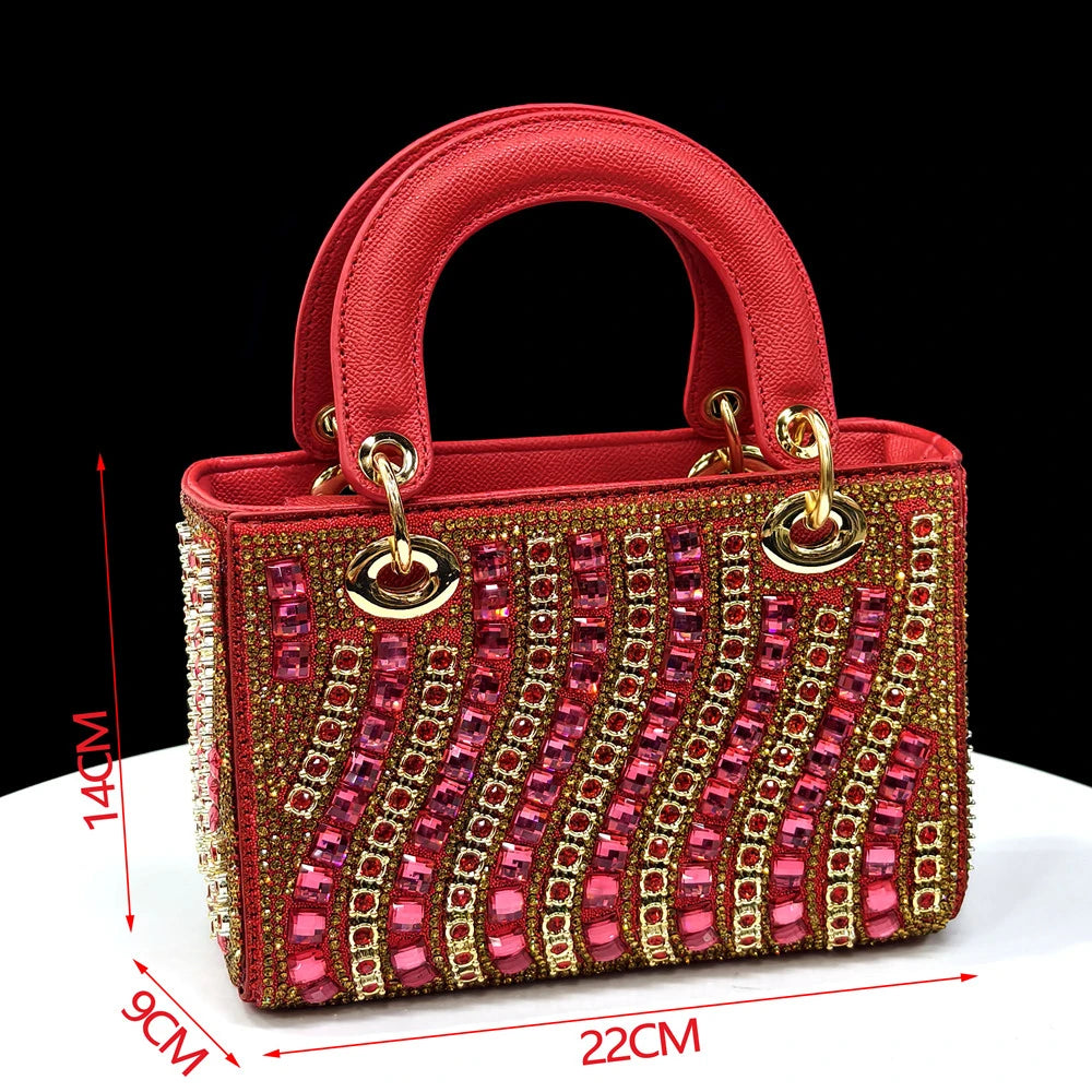 Fuchsia Rhinestone Heels & Bag Set – Party Ready Bling