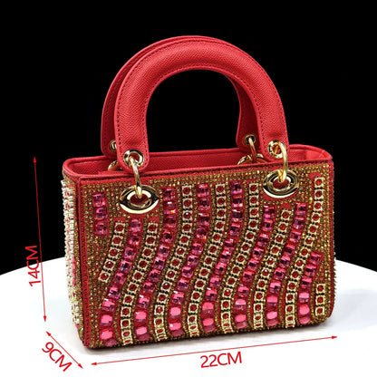 Fuchsia Rhinestone Heels & Bag Set – Party Ready Bling