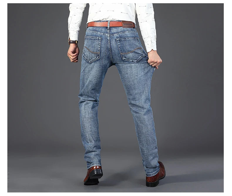 Men's Stretch Straight Leg Jeans for Business Wear