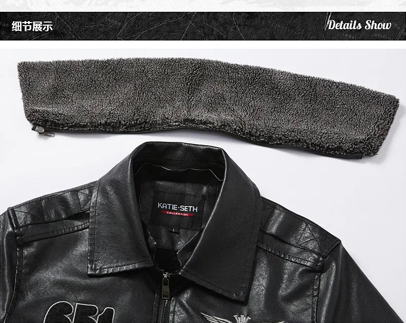 Men’s PU Leather Jacket – Warm Fleece, Ride Ready