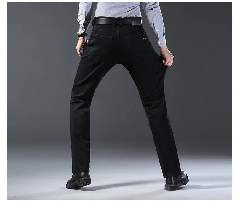 Men's Stretch Straight Leg Jeans for Business Wear