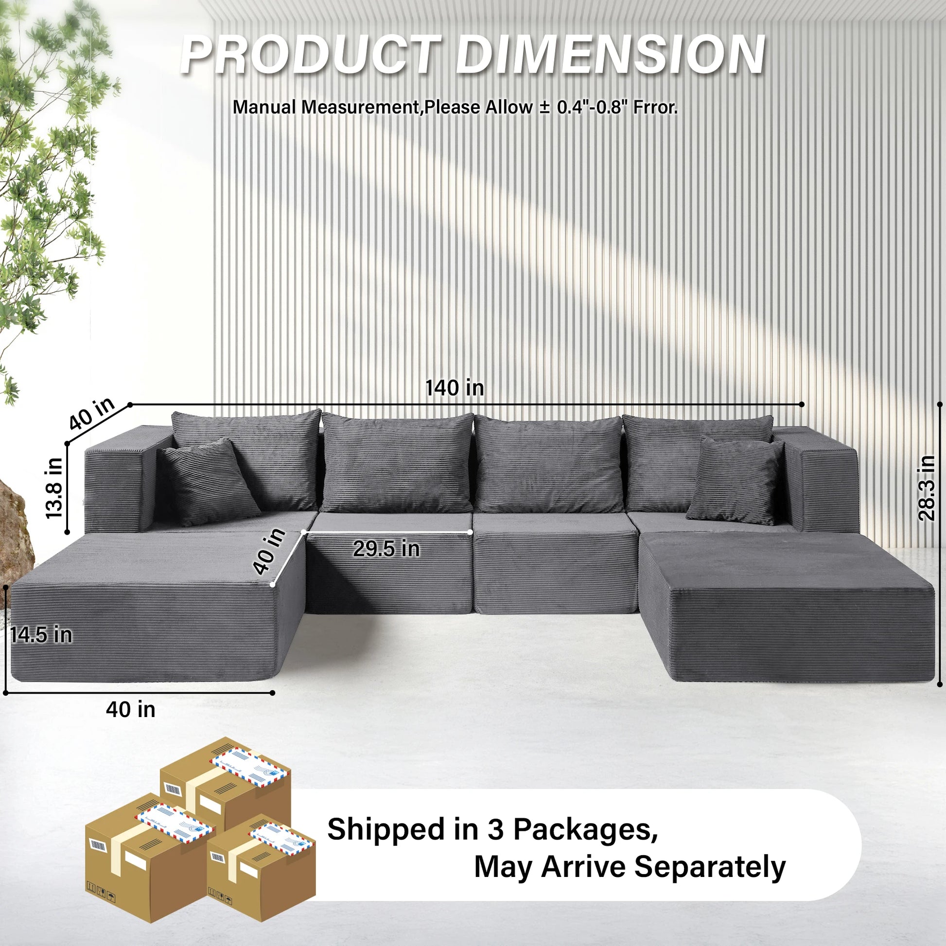 close-up corduroy fabric texture on modular sectional sofa breathable soft cloud-like comfort