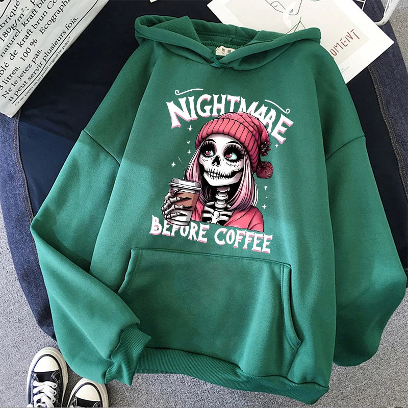 Halloween Skeleton Hoodie - Slogan Graphic Pullover Top