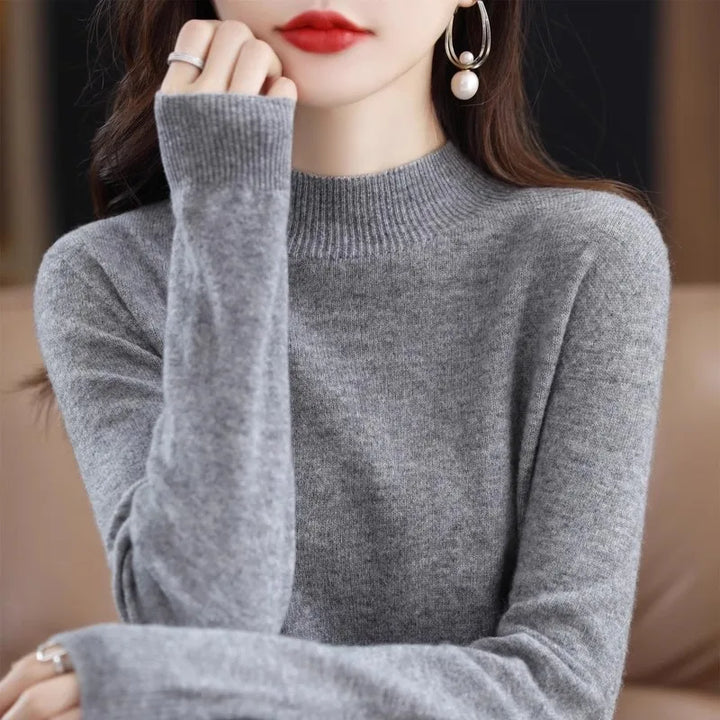 Half High Collar Women Sweater - Cozy Slim Stretch Fits