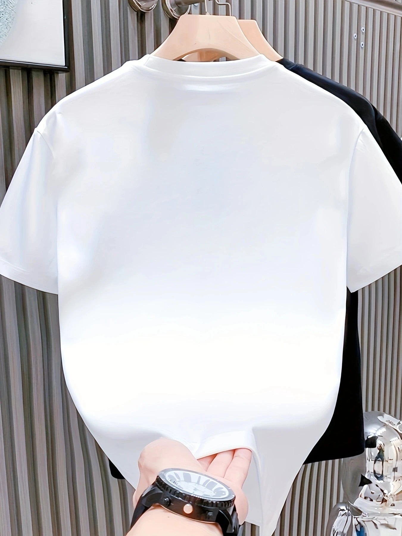 mens big and tall shirts white short sleeve cotton t-shirt with gold K print, lightweight feel for summer training
