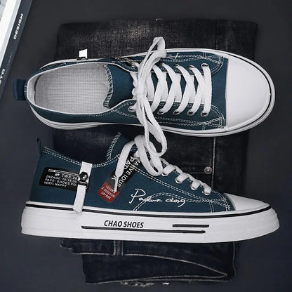 classic canvas sneakers men lace up rubber sole urban style
