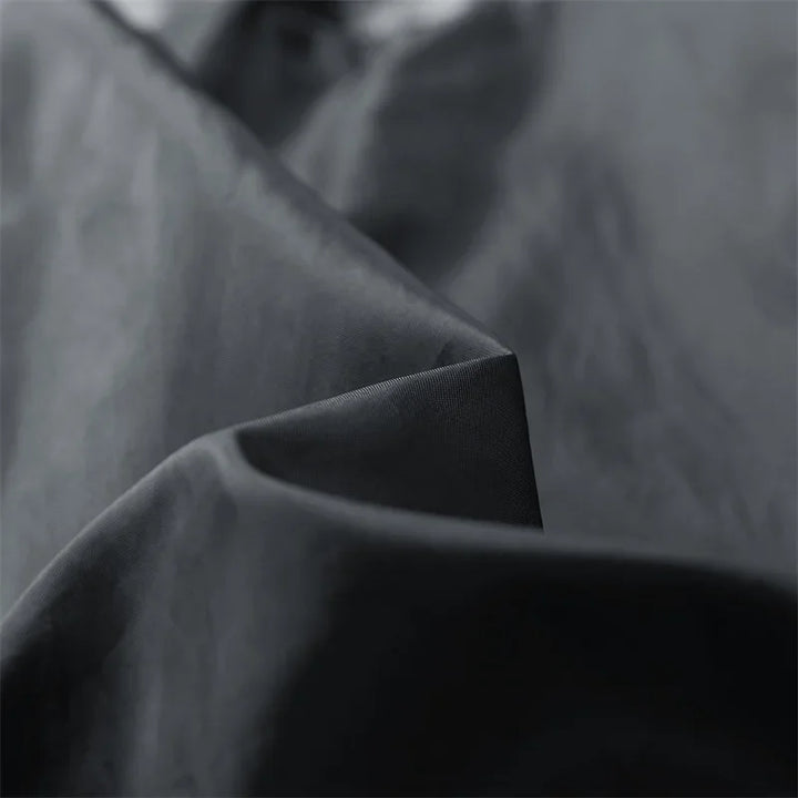 Close-up of black jacket lining material
