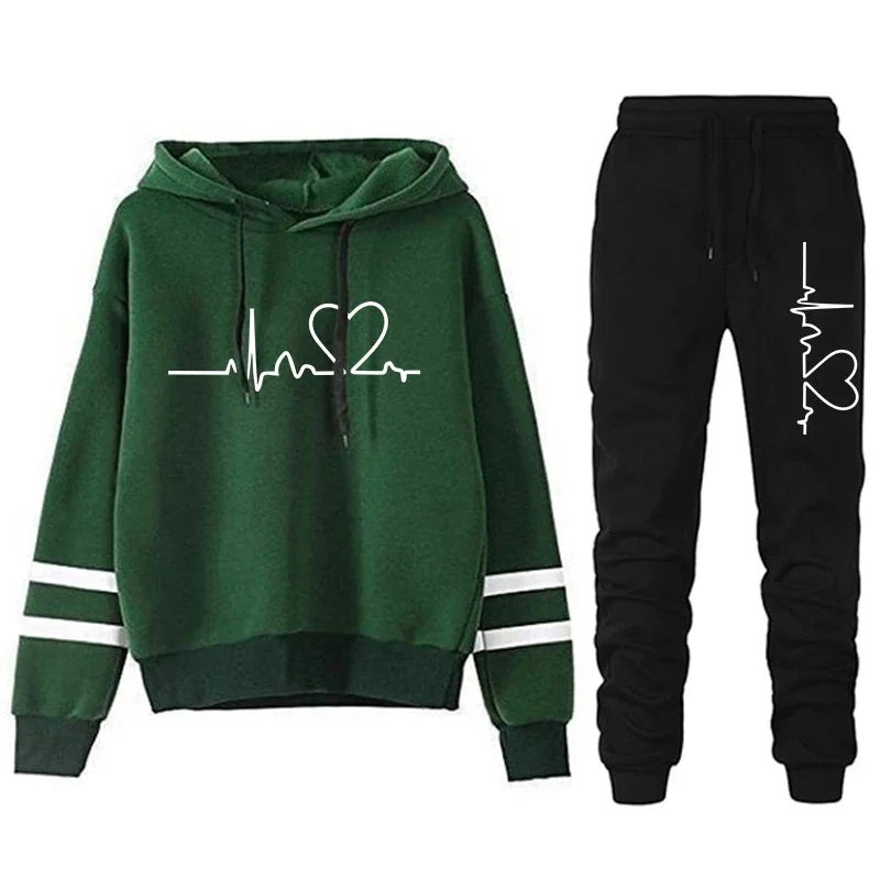 Tracksuit - Striped Hoodie &amp; Sweatpants Set, All-Season