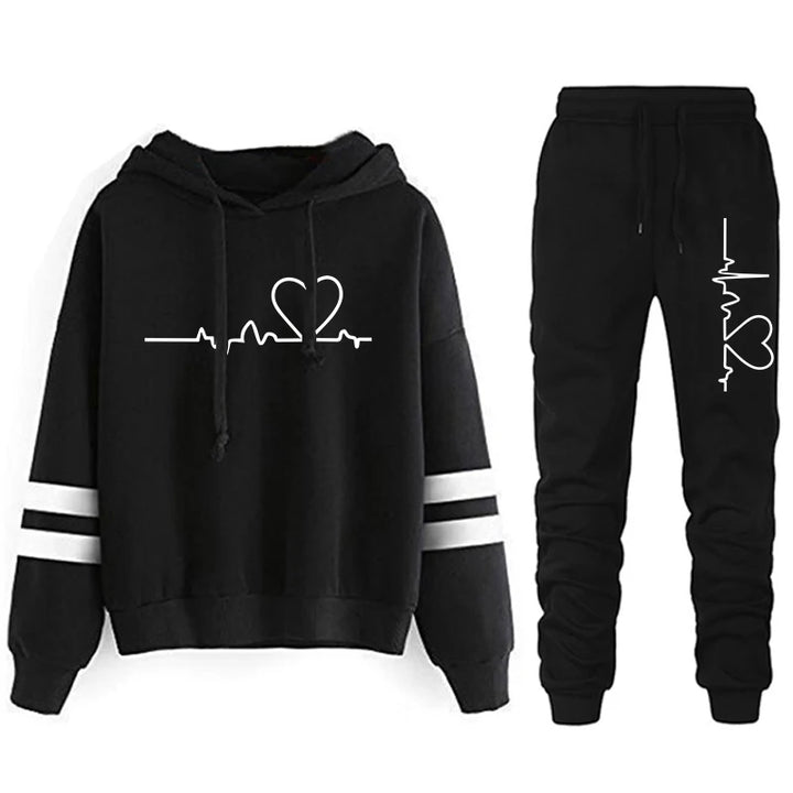 Tracksuit - Striped Hoodie &amp; Sweatpants Set, All-Season